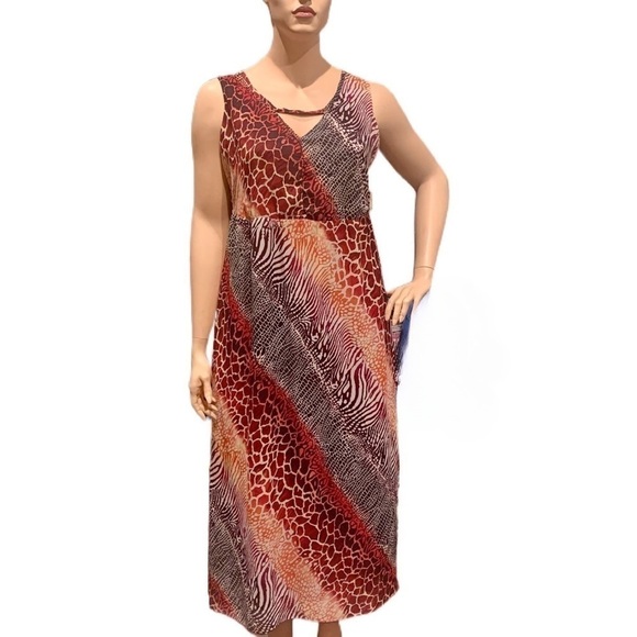 Igigi Nichol Maxi Dress Plus Size 14 Animal Print V-Neck Sleeveless Bra-Friendly - Picture 4 of 15